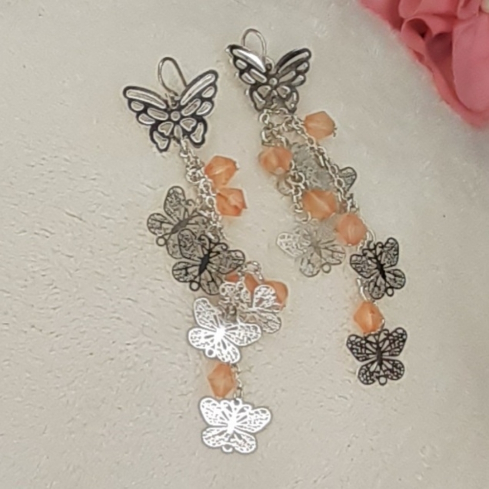 Delicate Feminine Butterfly Pierced Earrings